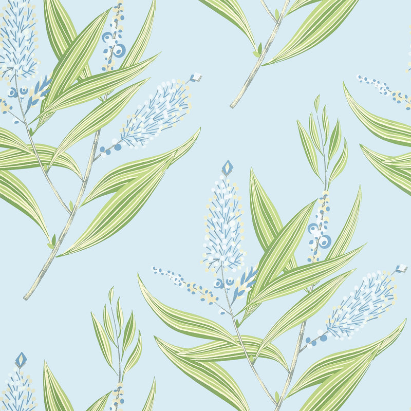 AT23133 Winter Bud Willow Tree Soft Blue Wallpaper by Anna French