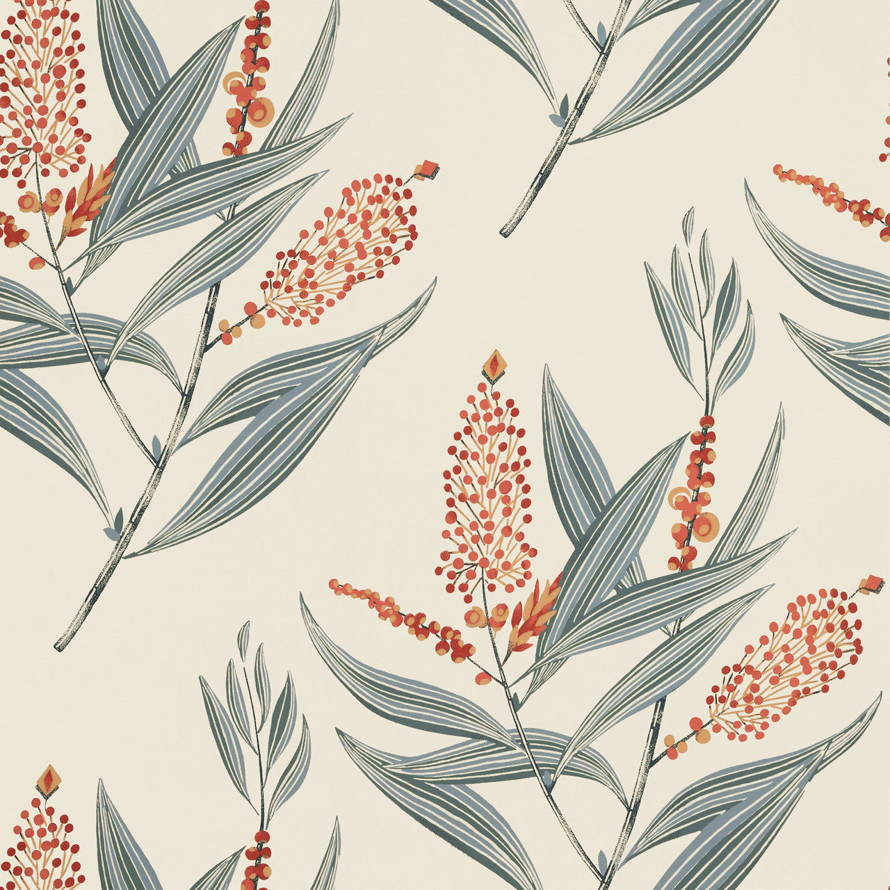 AT23137 Winter Bud Willow Tree Coral Wallpaper by Anna French