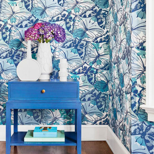 AT23175 Paxton Willow Tree Blue Wallpaper by Anna French