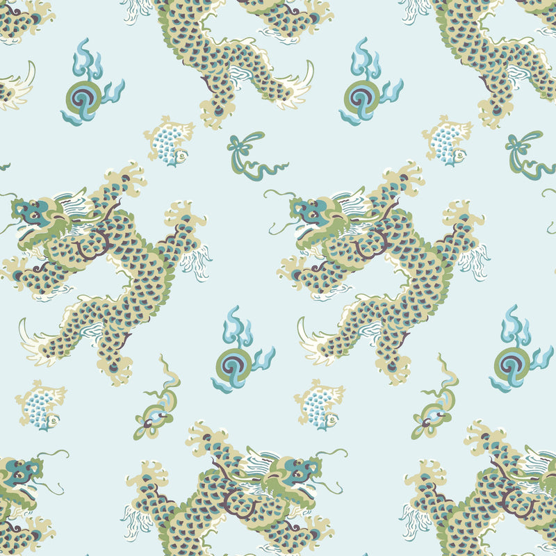 AT23180 Dragon Dance Willow Tree Spa Blue Wallpaper by Anna French