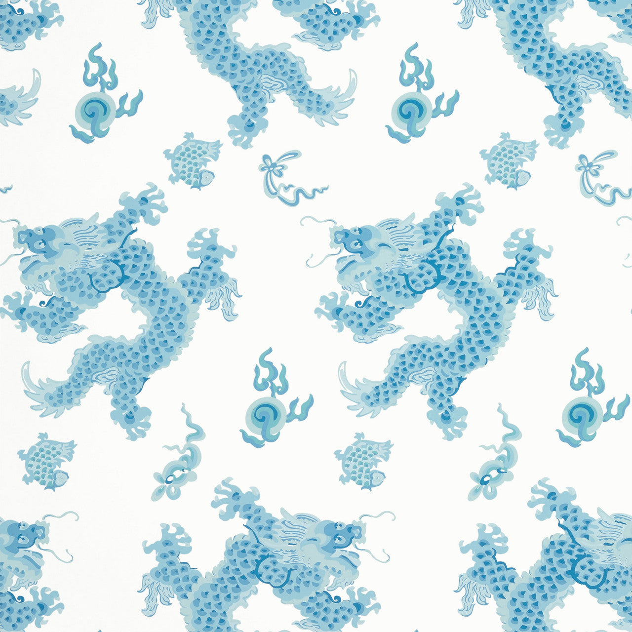 AT23182 Dragon Dance Willow Tree Blue Wallpaper by Anna French