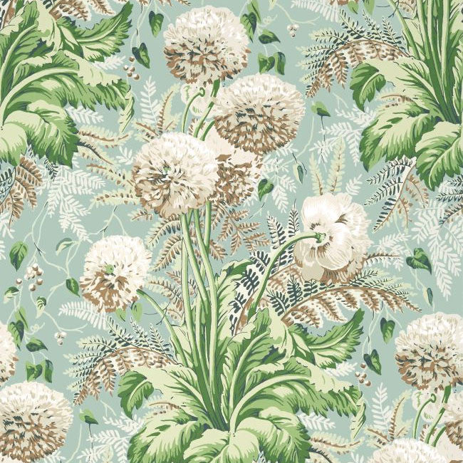 AT24536 Dahlia Devon Neutral on Robin's Egg Wallpaper by Anna French