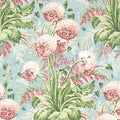 Dahlia Devon Coral on Robin's Egg Wallpaper by Anna French
