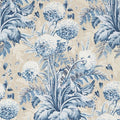 Dahlia Devon Navy on Linen Wallpaper by Anna French