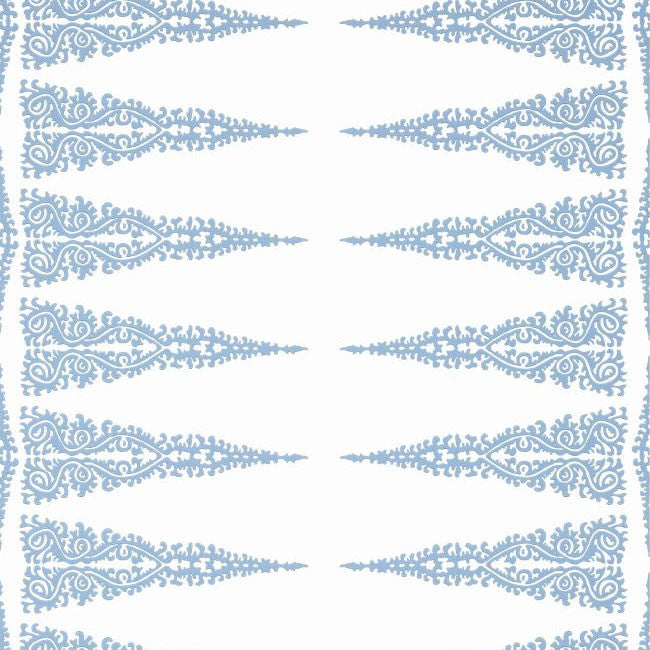 AT24543 Ellery Stripe Devon Sky Blue on White Wallpaper by Anna French