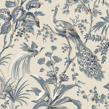 AT57833 Peacock Toile Bristol Slate & Black Wallpaper by Anna French