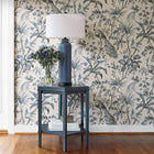 AT57833 Peacock Toile Bristol Slate & Black Wallpaper by Anna French