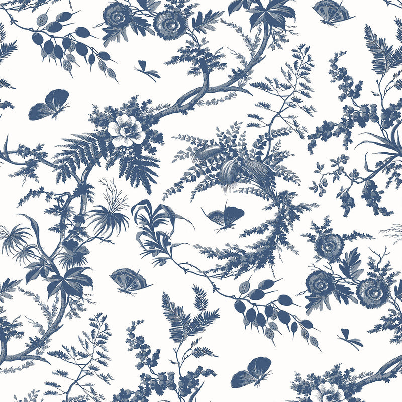AT57837 Newlands Toile Bristol Blue Wallpaper by Anna French