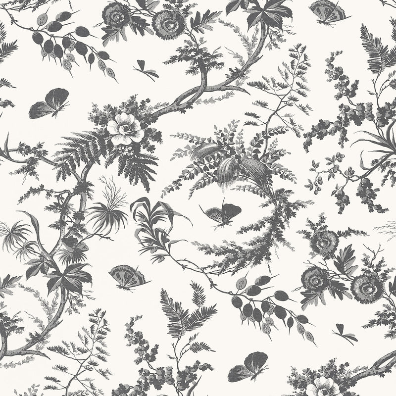 AT57838 Newlands Toile Bristol Black Wallpaper by Anna French