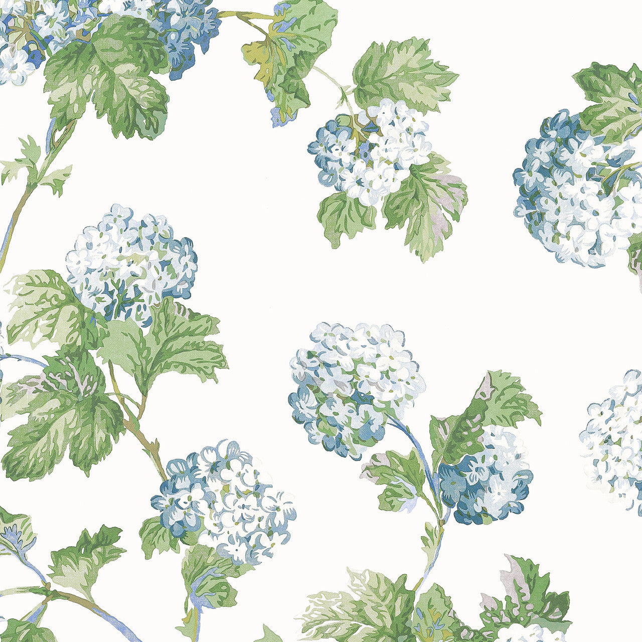 AT57846 Sussex Hydrangea Bristol Blue & Green Wallpaper by Anna French