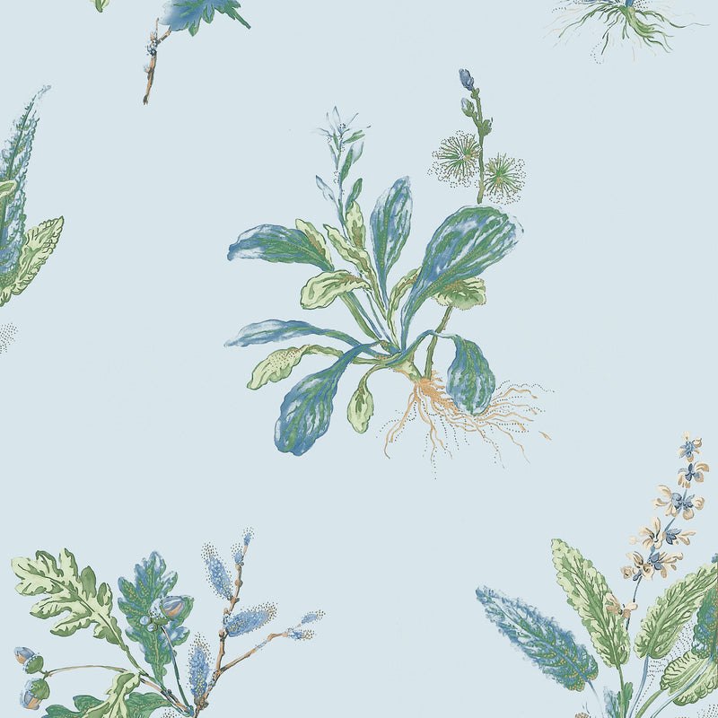 AT57851 Woodland Bristol Blue & Green Wallpaper by Anna French