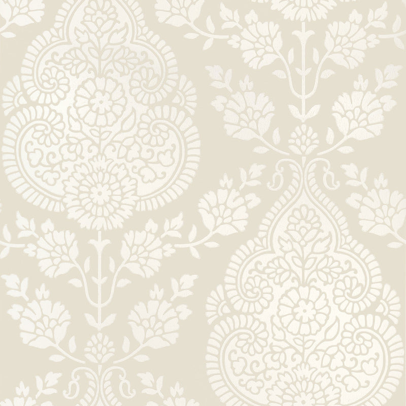 AT57864 Balmuccia Damask Bristol Beige Wallpaper by Anna French