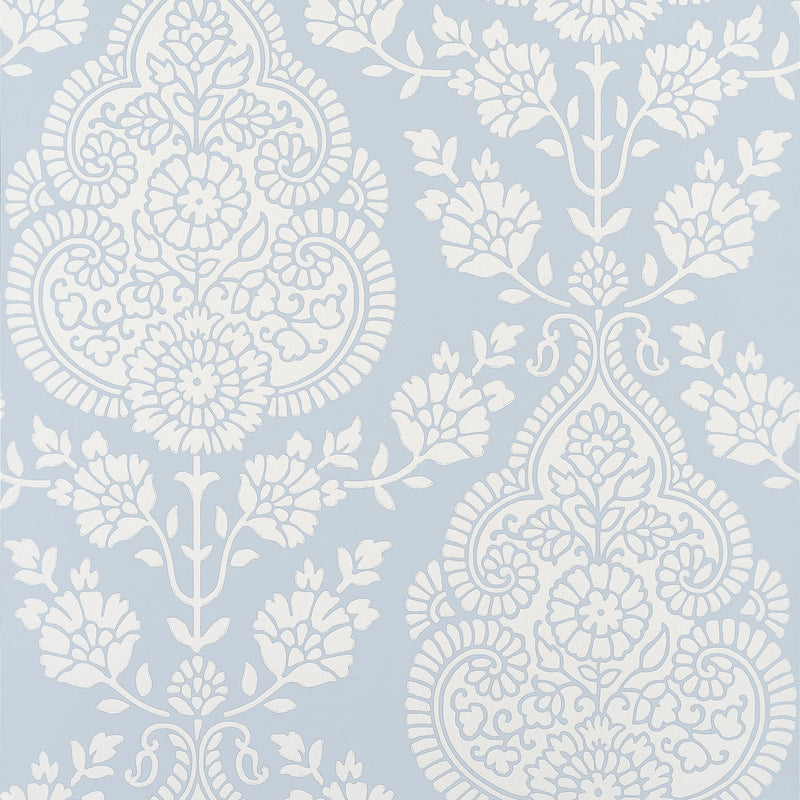 AT57866 Balmuccia Damask Bristol Soft Blue Wallpaper by Anna French