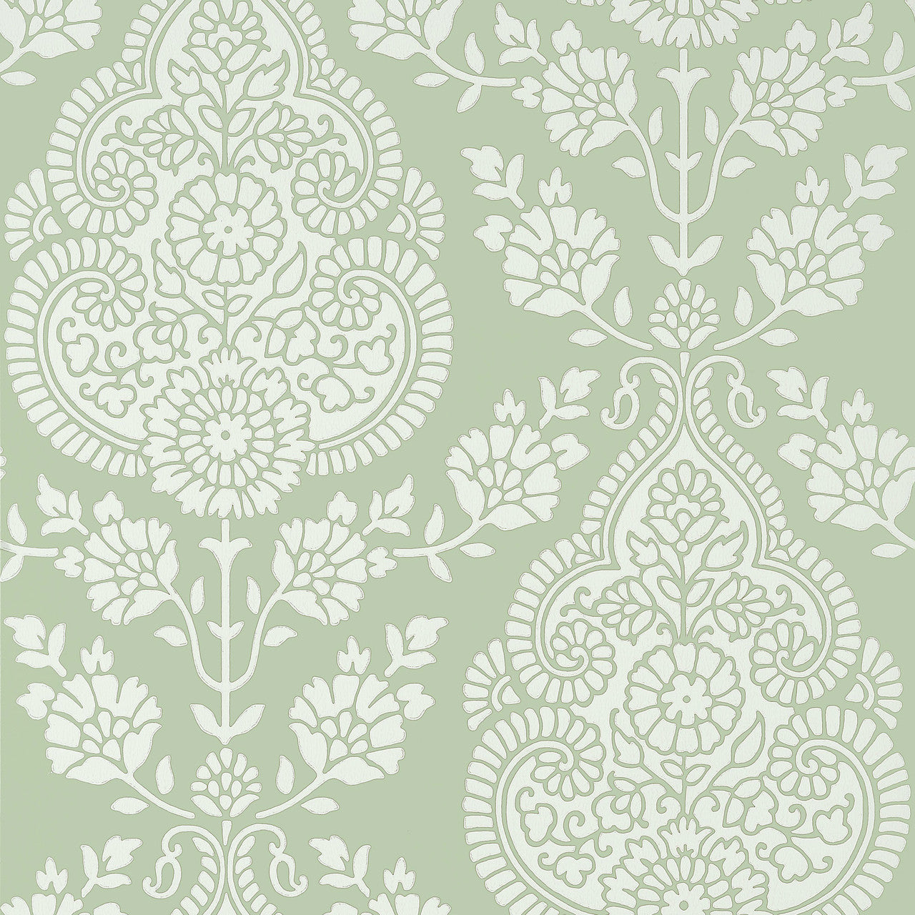 AT57867 Balmuccia Damask Bristol Soft Green Wallpaper by Anna French