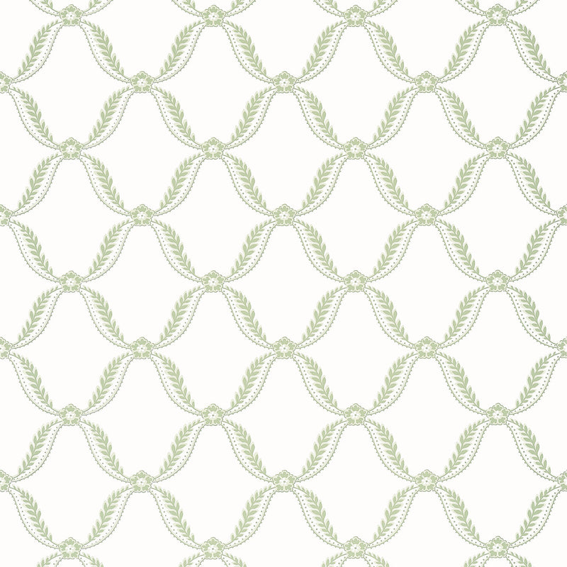 AT57882 Tate Trellis Bristol Green Wallpaper by Anna French
