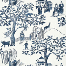 AT7915 Willow Wood Watermark Navy Wallpaper by Anna French