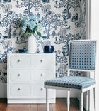 AT7915 Willow Wood Watermark Navy Wallpaper by Anna French