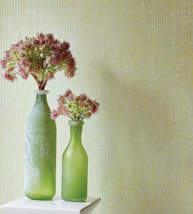 AT7931 Violage Watermark Citron/Metallic Silver Wallpaper by Anna French