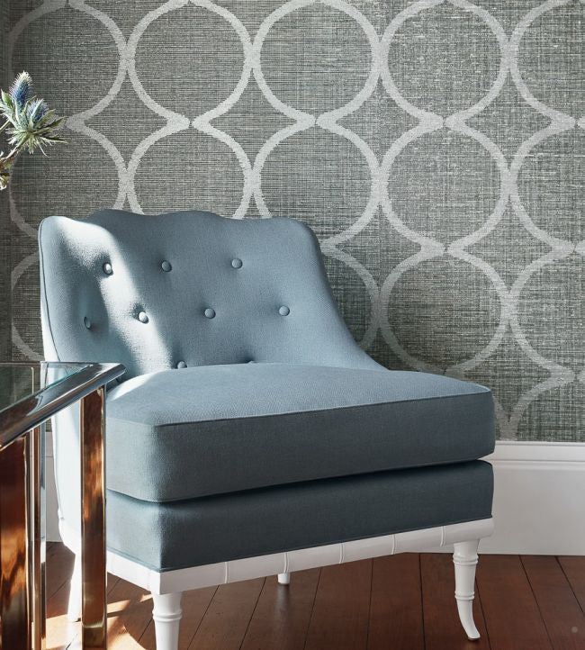 AT7947 Watercourse Watermark Metallic Silver/Taupe Wallpaper by Anna French
