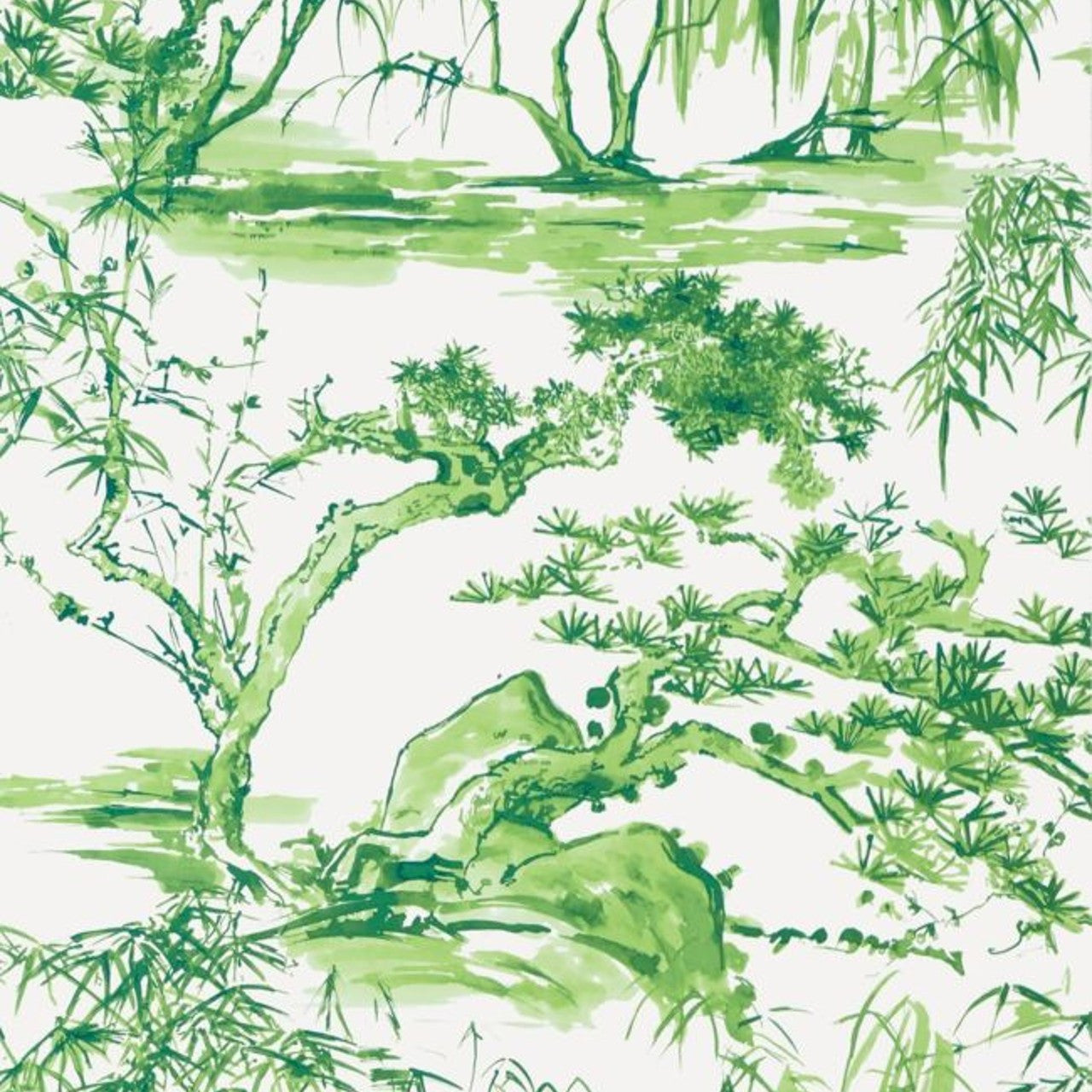 AT9828 Kyoto Nara Emerald Green Wallpaper by Anna French