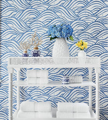 AT9873 Waves Nara Blue Wallpaper by Anna French