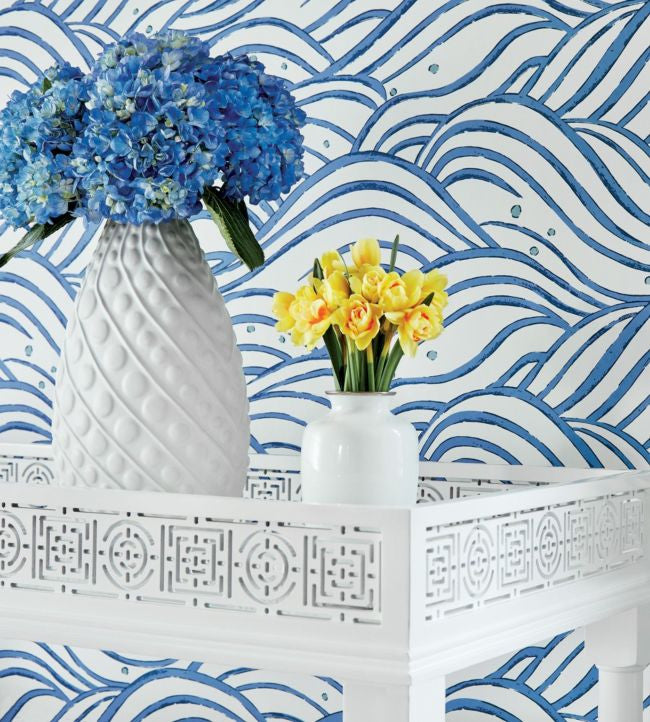 AT9873 Waves Nara Blue Wallpaper by Anna French