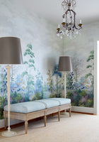 ATM16154 Cumbria Mural Pale Blue and Green on Pearl Belvedere Wallpaper by Anna French