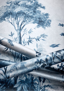 ATM16155 Cumbria Mural Blue and White on Pearl Belvedere Wallpaper by Anna French
