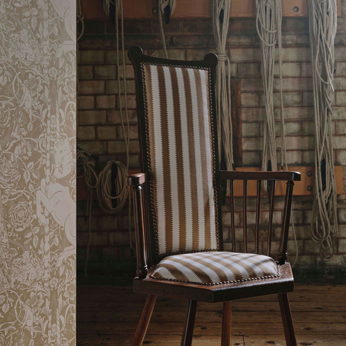 Aurelia's Grail Giles Deacon Gobelin Green and Bronze Wallpaper by Sanderson