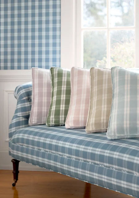 Payton Check Spa Blue Clermont Fabric by Anna French