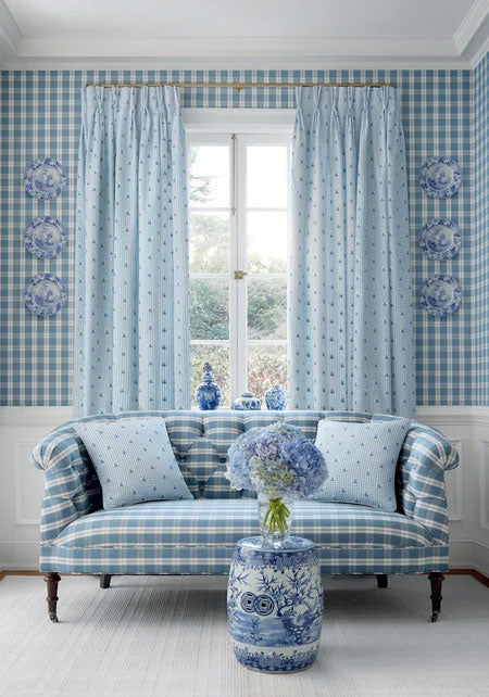 Payton Check Blue Clermont Fabric by Anna French