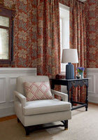Halifax Embroidery Red Clermont Fabric by Anna French