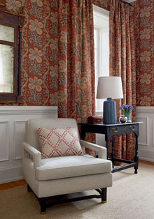 Halifax Embroidery Red Clermont Fabric by Anna French