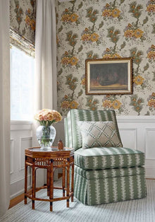 Halifax Embroidery Green Clermont Fabric by Anna French