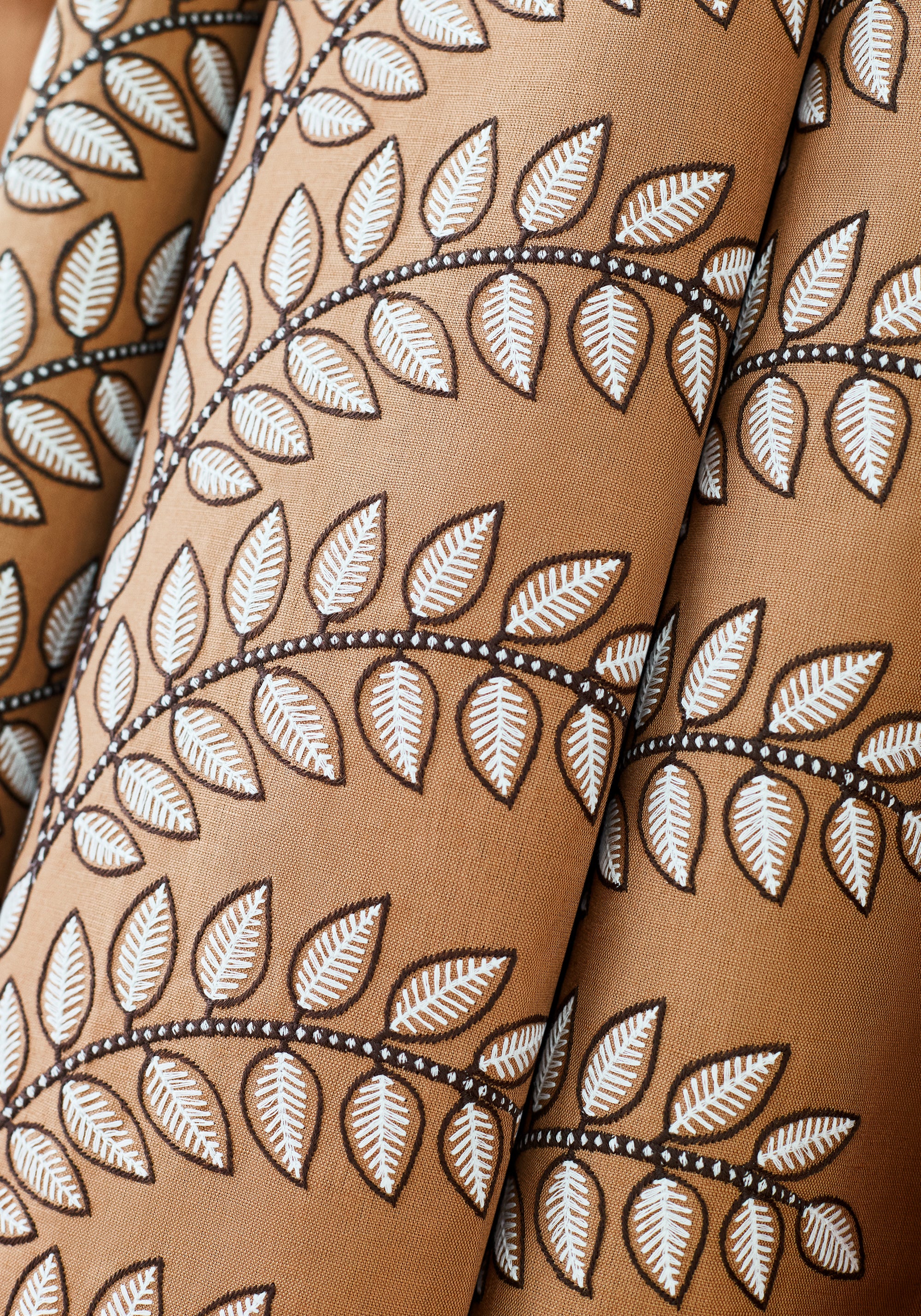 AW16106 Frondescence Embroidery Copper Belvedere Fabric by Anna French