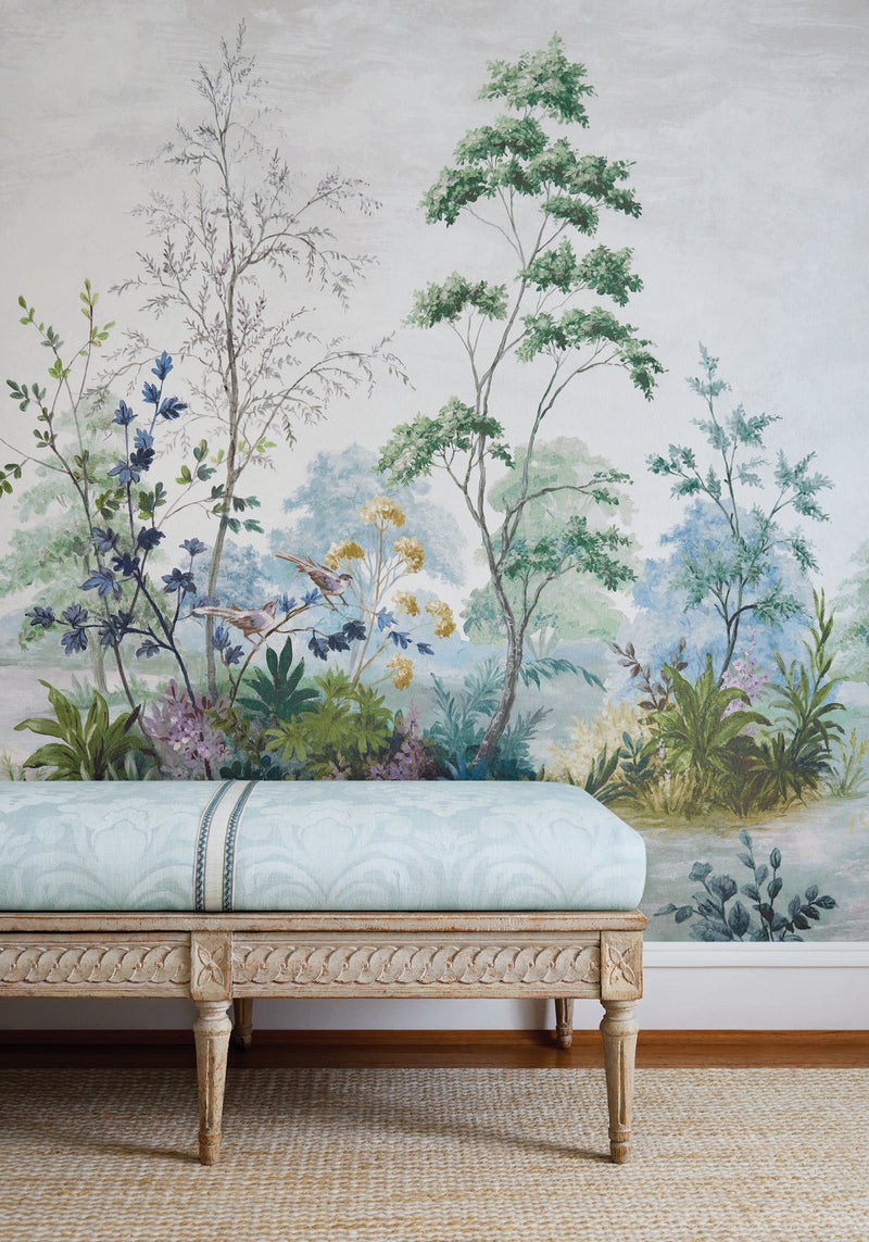 AW16120 Darcey Damask Soft Blue Belvedere Fabric by Anna French