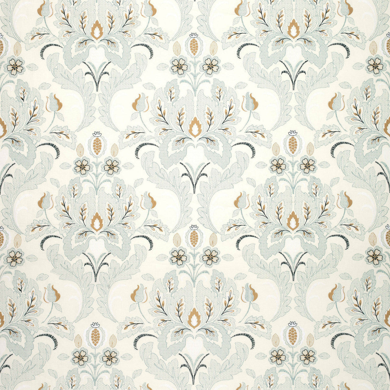 AW26117 Trumpet Embroidery Symphony Navy Fabric by Anna French