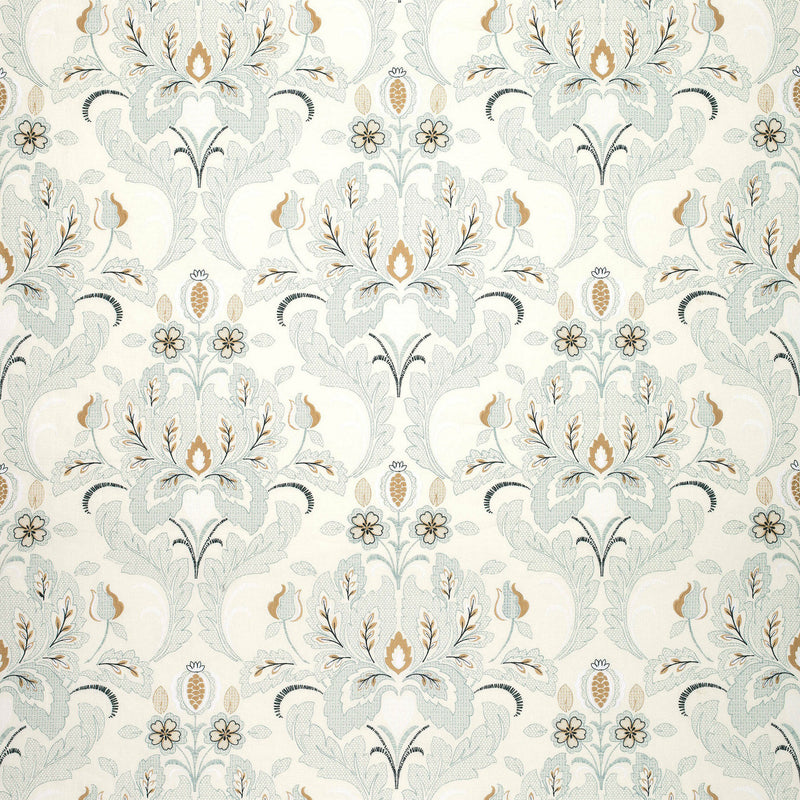 AW26117 Trumpet Embroidery Symphony Navy Fabric by Anna French