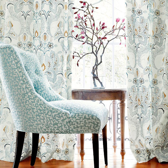 AW26117 Trumpet Embroidery Symphony Navy Fabric by Anna French