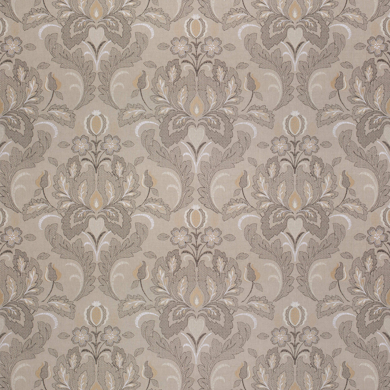 AW26118 Trumpet Embroidery Symphony Natural Fabric by Anna French