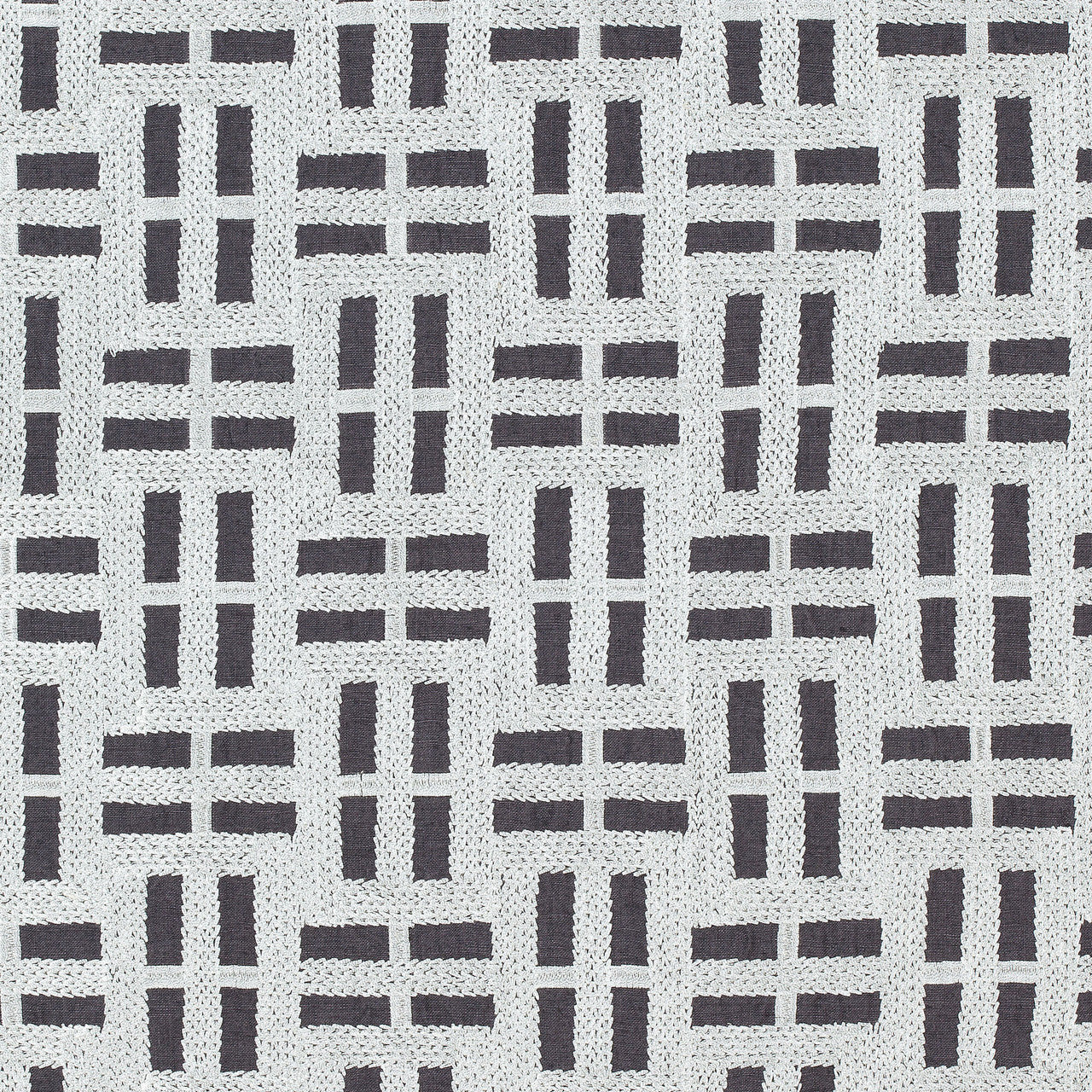 AW73001 Lock Embroidery Meridian Charcoal Fabric by Anna French