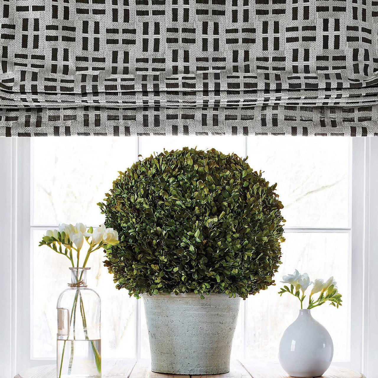 AW73001 Lock Embroidery Meridian Charcoal Fabric by Anna French