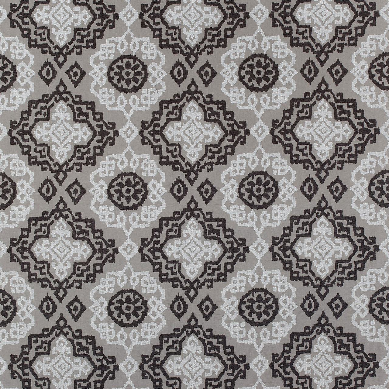 AW73018 Scottsdale Embroidery Meridian Grey and Black Fabric by Anna French