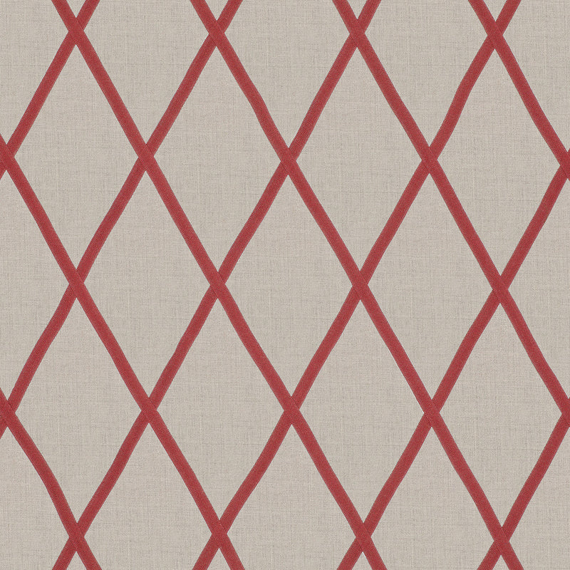 AW78710 Tarascon Trellis Applique Palampore Red on Natural Fabric by Anna French