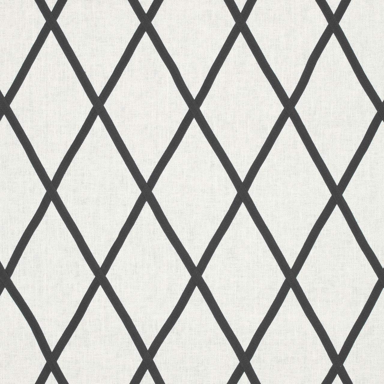 AW78712 Tarascon Trellis Applique Palampore Black on White Fabric by Anna French