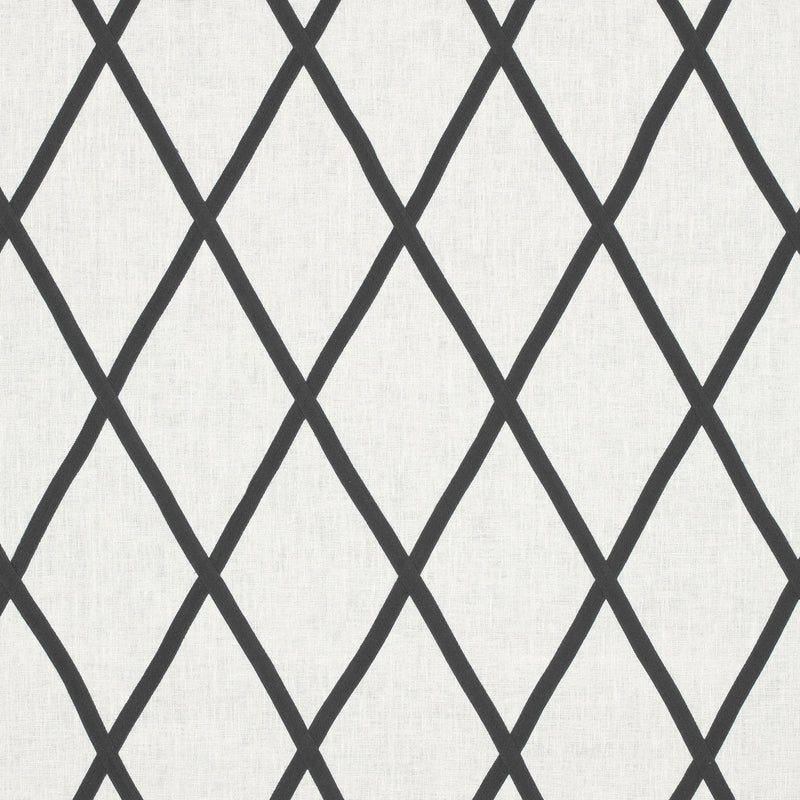 AW78712 Tarascon Trellis Applique Palampore Black on White Fabric by Anna French