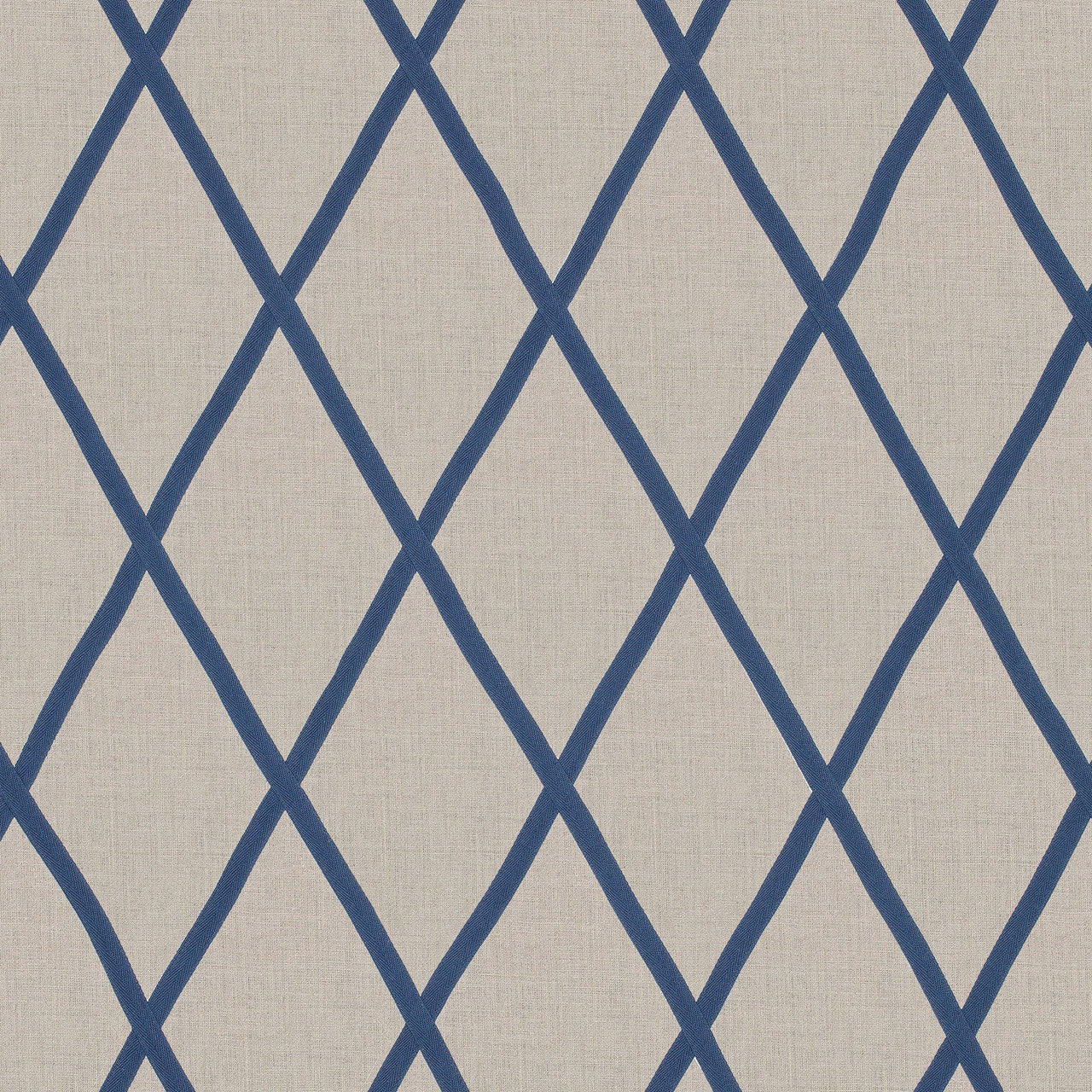 AW78713 Tarascon Trellis Applique Palampore Navy on Natural Fabric by Anna French