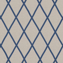 AW78713 Tarascon Trellis Applique Palampore Navy on Natural Fabric by Anna French
