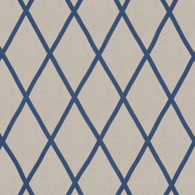 AW78713 Tarascon Trellis Applique Palampore Navy on Natural Fabric by Anna French