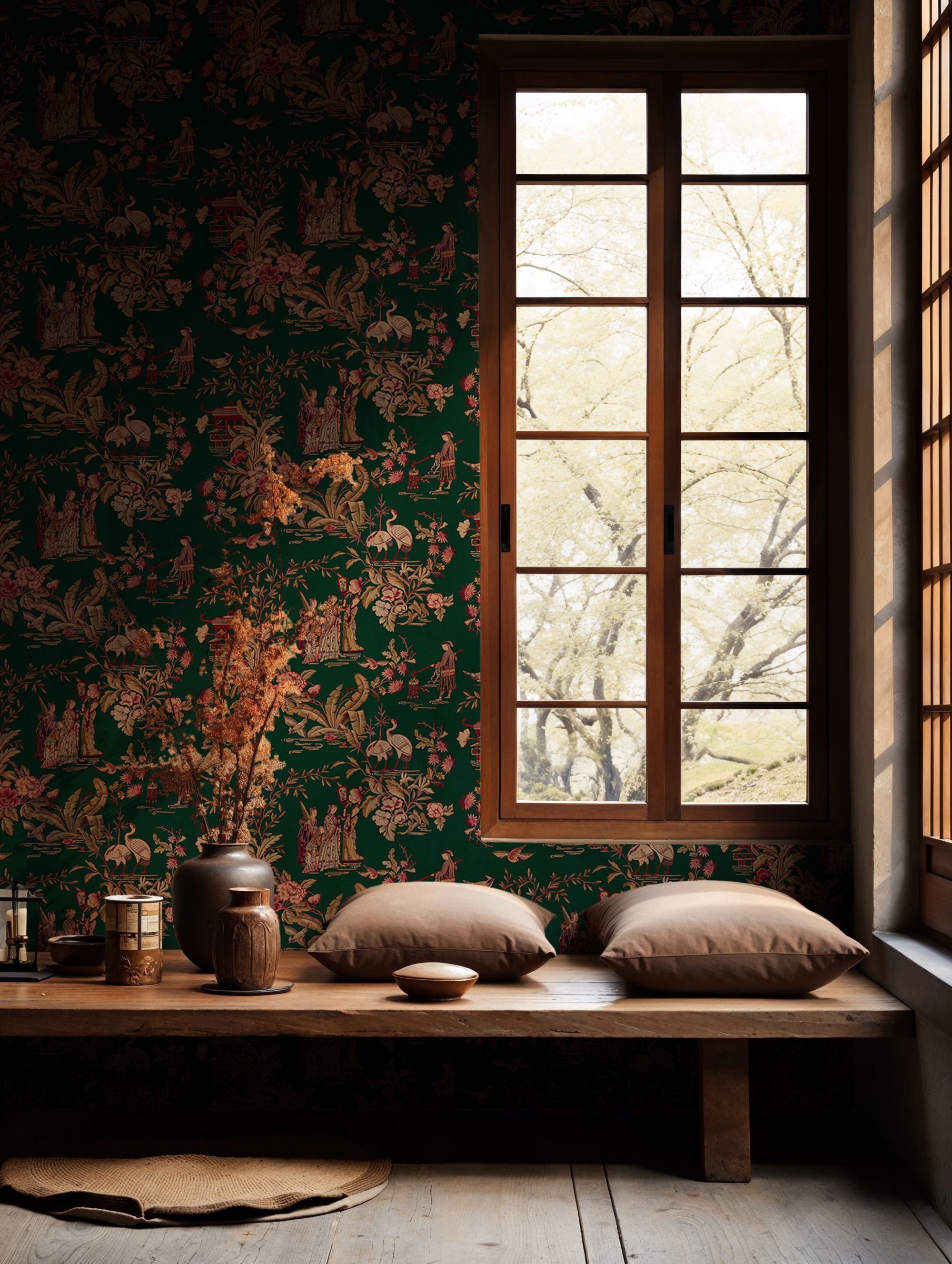 Tang Walk Emerald Forbidden City Wallpaper by Coordonné